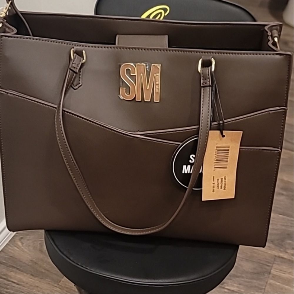 Steve Madden BLivvy Tote Bag w/Detachable Crossbody- Brown - Picture 3 of 9